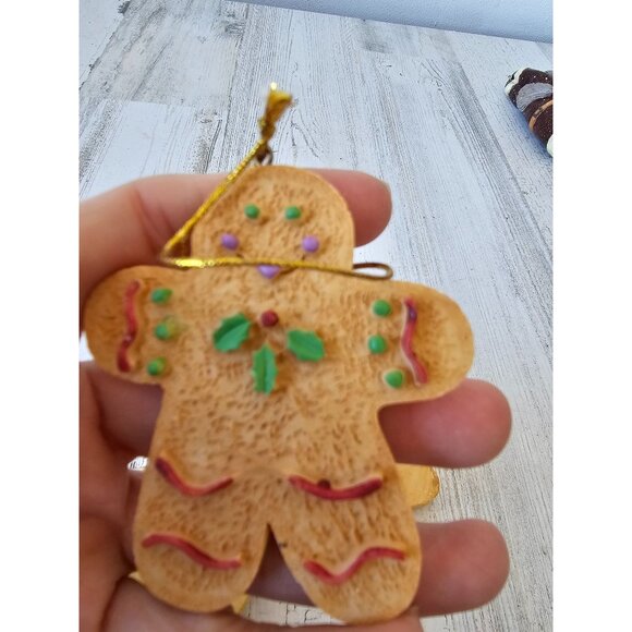 Vintage gingerbread cookie star heart ornament set Xmas tree - Picture 8 of 9